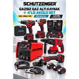 SCHUTZENGER 5 Makine Gazsız Gaz Altı Kaynak Makinesi Şarjlı Somun Sökme Taşlama Darbeli Matkap Kırıcı Hilti Kırmızı