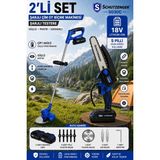 SCHUTZENGER 5030C Şarjlı Ot Çim Biçme Tırpanı ve Şarjlı Dal Budama Be Kesme Zinçirli Testere 15CM P Çift Akülü Mavi
