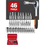 SCHUTZENGER 58 Parça 46MINI Lokma Takımı Otomatik Cırcırlı 1/4" 12 Parça Kombine Açık Ağız-Yıldız Anahtar Takım