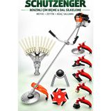 SCHUTZENGER 8 Başlıklı Meyve Zeytin Silkeleme Alaratlı Benzinli Çim Biçme Ot Kesme Makinesi Çelik Şanzıman Turbo Motor Full Set