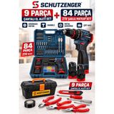 SCHUTZENGER 84 Parça Darbeli Çift Akülü Darbeli Matkap Kömürsüz Çelik Şanzıman 9 Parça Çantalı El Aletleri Pro Seri