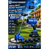SCHUTZENGER 955VR 4 Batarya Şarjlı Çim Biçme Tırpan Makinesi 7 Başlık ve Şajlı Turbo Fanlı Üfleme Makinesi Mavi Set