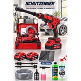 SCHUTZENGER Akülü Şarjlı Araba Oto Yıkama Makinesi Tabancası Mikrofiber Kurulama Bez Detaylı Temizleme Cılalı Şampuan Kırmızı T9