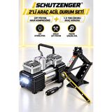 SCHUTZENGER Çift Piston Hava Kompresör Lastik Şişirme 12V 150PSI 1.5 Ton Araç Krikosu Çırçırlı