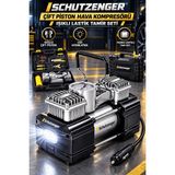 SCHUTZENGER Çift Piston Hava Kompresör LED Işıklı Lastik Tamir Seti 12V 150 Psi Lastik Bot Şişirme Çakmaklık