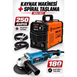 SCHUTZENGER Invertör Kaynak Makinesi 250 Amper Bakır Motor 180MM Elektrikli Taşlama Spral Makinesi Ikili Demir Doğramacı Seti