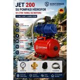 SCHUTZENGER Jet 200 Tanlı Su Pompası Otomatik Çalışır 50 Litre Tank Su Motoru Setli Bakır Sargı Daire ve Bahçe Için
