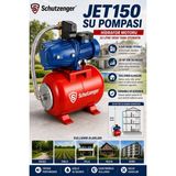 SCHUTZENGER JET150 Bakır Su Pompası Otomatik 24 Litre Yatık Tank 1.5 Hp Bakır Jet Su Motor 5 Daire Bahçe Için Kullanılır