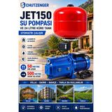 SCHUTZENGER JET150 Mavi Su Hidraforu Basınçlı Su Pompası 24 Litre Tank Otomatik 1.5 Hp 500 mt Yatay Su Atar Ikili Set