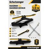 SCHUTZENGER Oto Araç Kriko 1.5 Ton Katlanır Makas Cırcır Bijon Anahtar Cırcır Hediye 17-19-21-23 Anahtar K-3672