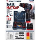 SCHUTZENGER Pr-88 Şarjlı Matkap Vidalama Darbeli Kömürsüz 84 Parça Set 14’lü Polisaj Sünger Temizlik Fırçası