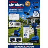 SCHUTZENGER RN851 Çift Bataryalı Şarjlı Dal Budama Bağ Makası ve Çim Ot Biçme Tırpanı 7 Başlık Mavi C7