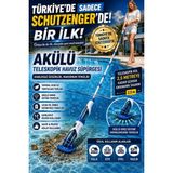 SCHUTZENGER Şarjlı Akülü Teleskopik Havuz Süpürgesi 2,5 Metre Uzayan Kablosuz Güçlü Emişli Yaprak Kum ve Tortu Temizleyici