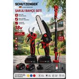 SCHUTZENGER Şarjlı Set Hızar Testere Zinçirli Budama Dal Kesme Makası ve Teleskopik Kol Uyumlu 829R Alman Kırmızı