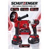 SCHUTZENGER Şarjlı Somun Sıkma Bijon Sökme 450NM Vidalama Avuç Taşlama Spral Makinesi 125MM Çift Batarya Setli Kırmızı
