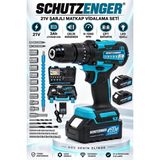 SCHUTZENGER SC-9017 10MM Akülü Vidalama Çelik Mandren 24 Parça Torklu Şarjlı Matkap Kömürsüz 10 Pilli