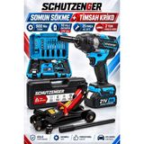 SCHUTZENGER Tr-6 Timsah Kriko 2 Ton Araç Kaldırma Hidrolik ve 10 Pilli Somun Sökme 900 Nm Torklu Ikili Set Mavi