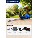 SCHUTZENGER TY32 Şarjlı Akülü Çim Çit Budama Makinesi 51 cm Bıçak 21 V Profesyonel Modeli C7 Pro Motor Mavi