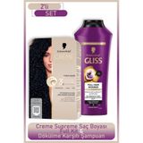 Schwarzkopf Creme Supreme Full Kit 1-1 Soğuk Siyah + Gliss Full Hair Wonder Saç Dökülme Karşıtı Şampuan 400 ml