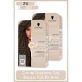 Schwarzkopf Creme Supreme Full Kit 6-16 Küllü Soğuk Açık Kahve Renkli Saç Boyası Tüp ile Uzun Süre Kalıcı x 2 Adet