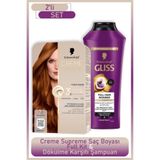 Schwarzkopf Creme Supreme Full Kit 7-7 Sıcak Bakır +Gliss Full Hair Wonder Saç Dökülme Karşıtı Şampuan 400 ml
