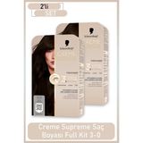 Schwarzkopf Creme Supreme Saç Boyası Full Kit 3-0 Koyu Kestane x 2ADET Tüp Formda Yoğun Bakım Etkisi