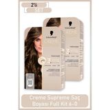 Schwarzkopf Creme Supreme Saç Boyası Full Kit 6-0 Açık Kahve Tüp Seti 2'li Yoğun Bakım