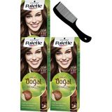 Schwarzkopf Palette Kalıcı Doğal Renkler Saç Boyası 4-60 Açık Çikolata Kahve x 3 Adet + Saç Açıcı Tarak