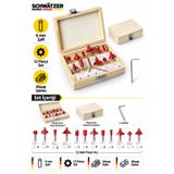 SCHWATZER Alman 12 Parça Freze Uç Takımı Ahşap Oyma Ağaç Delme Çantalı Set 6 Mm
