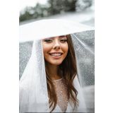 SCKN Aksesuar Simli Duvak 3 Metre Gelin Gelinlik Için, Nikah, Duvağı, Tül, Kırık Beyaz