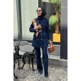 Scl Kadın Ceket 10002522211002 Lacivert Polyester Karışımlı Regular Kalıp Uzun Kollu - 38