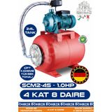 Scm2-45 1.0 Hp Çift Kademeli 24L Yatay Genleşme Tank -- Otomatik Hidrofor Bina Bahçe Su Pompası – 4 Kat 8 Daire - Su Basıncında Profesyonel Çözüm