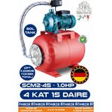 Scm2-45 1.0 Hp Çift Kademeli 50L Yatay Genleşme Tank -- Otomatik Hidrofor Bina Bahçe Su Pompası – 4 Kat 15 Daire - Su Basıncında Profesyonel Çözüm