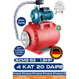 Scm2-52 1.5 Hp Çift Kademeli 100L Yatay Genleşme Tank -- Otomatik Hidrofor Bina Bahçe Su Pompası – 4 Kat 20 Daire - Su Basıncında Profesyonel Çözüm