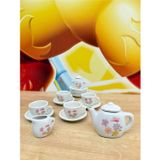 Scn Toys 17 Parça Seramik Çiçek Desenli Çay Seti Oyuncak Porselen Çay Seti 17 Parça Evcilik Oyun Seti