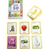Scn Toys Eğitici Hafıza Kartları İlk 50 Sözcük Kelime Zeka Kartları - Bebekler İçin Eğlenceli Aktivite Set