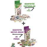 Scn Toys Oyuncak Manyetik Mıknatıslı 30 Parça Hayvanlar Ve 26 Parça Sebze Meyveler Eğitici Set Magnet Set