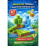 scntoys 47 Parça Minecraft Temalı Manyetik Küp Çocuklar İçin Renkli Manyetik Yapı Blokları 47 Parça