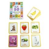 scntoys Eğitici Hafıza Kartları İlk 50 Sözcük Kelime Zeka Kartları - Bebekler İçin Eğlenceli Aktivite Set