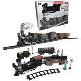 scntoys Işıklı Sesli Pilli Klasik Tren Seti 30 Parça Lokomotif Seti Tren Set Oyuncak Buharlı Tren 135 Cm Ray