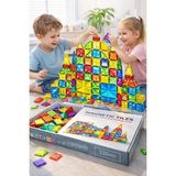 Scntoys Manyetik Yapı Blokları – Çocuklar Için Renkli 3 Boyutlu 110 Parça Manyetik Karo Oyun Seti Eğitici