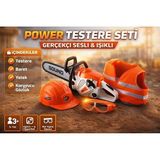 scntoys Oyuncak Ağaç Kesme Motoru Sesli Motorlu Testere Pilli Oyuncak Testere+Gözlük+Baret+ Yelek