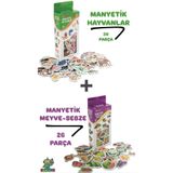 scntoys Oyuncak Manyetik Mıknatıslı 30 Parça Hayvanlar ve 26 Parça Sebze Meyveler Eğitici Set Magnet set