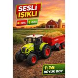 scntoys Sesli Işıklı Oyuncak Römorklu Traktör Dev Tekerlekli Oyuncak Traktör 37CM
