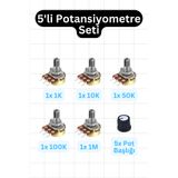 Scordion Potansiyometre Seti + Pot Başlığı - 5 Çeşit - 1K 10K 50K 100K 1M