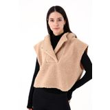 Scorp Chic Casual Kadın Peluş Yelek Camel S