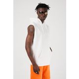 Scorp Rebel Erkek Kapüşonlu Kolsuz Sweatshirt Hoodie Beyaz L
