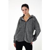 Scorp Voyage Kadın Peluş Kapüşonlu Sweatshirt Gri M