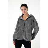 Scorp Voyage Kadın Peluş Kapüşonlu Sweatshirt Gri