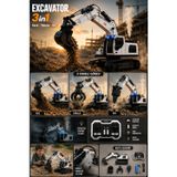 Scowetto 3in1 Excavator Kırıcı Delici Taşıyıcı RC Uzaktan Kumandalı Işıklı Sesli Metal Alaşım Ekskavatör İş Makinesi